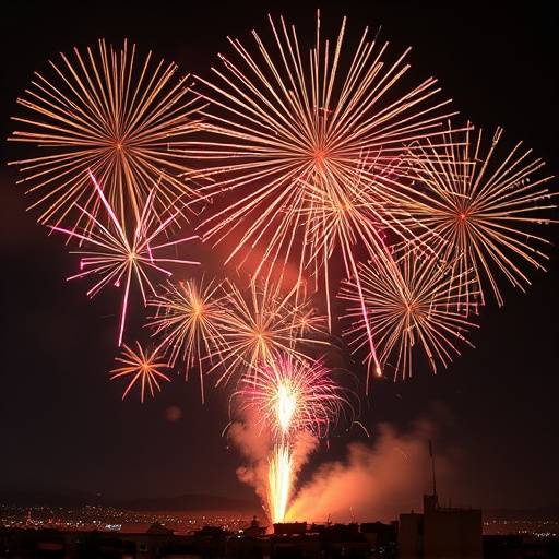Captura del anuncio 'Fiesta de las Fallas', mostrando una mascletà en pleno apogeo
