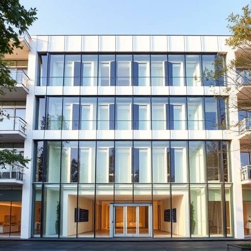 Fachada moderna del edificio de Estudio Lumina en Valencia